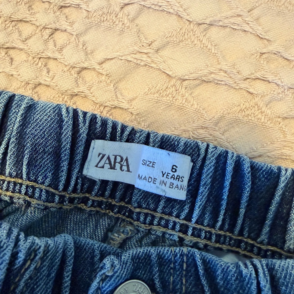 Zara Kids Medium Blue Elastic-Waist Denim Cargo Pants - Picture 6 of 6